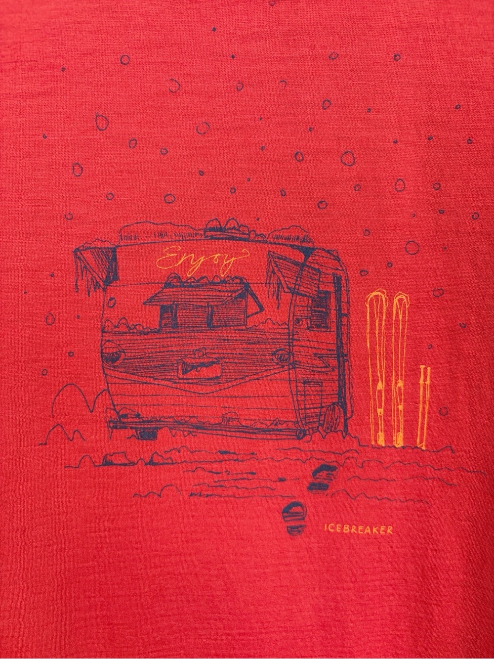 Icebreaker Merino 150 Tech Lite Short-Sleeve Graphic Tee Red Sz M - Picture 4 of 10